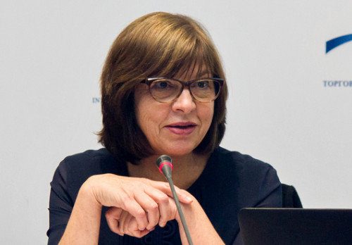 Ребекка Хармс під час відкритої дискусії до 30 річниці Чорнобильської аварії в Києві. Фото Олександра Дьякова.